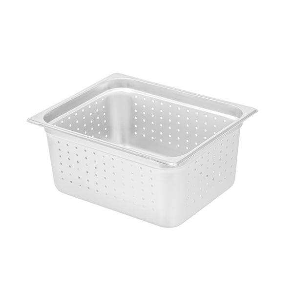 Restaurantware Kitchen Tek Stainless Steel 1/2 Size Steam Table Pan - 6 Inch Deep Perforated Anti Jam 24 Gauge - 6 Count Box