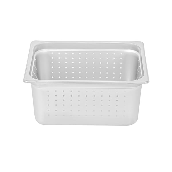 Restaurantware Kitchen Tek Stainless Steel 1/2 Size Steam Table Pan - 6 Inch Deep Perforated Anti Jam 24 Gauge - 6 Count Box