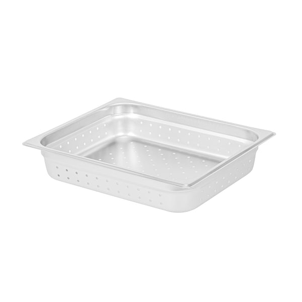 Restaurantware Kitchen Tek Stainless Steel 1/2 Size Steam Table Pan - 2 1/2 Inch Deep Perforated Anti Jam 24 Gauge - 12 Count Box