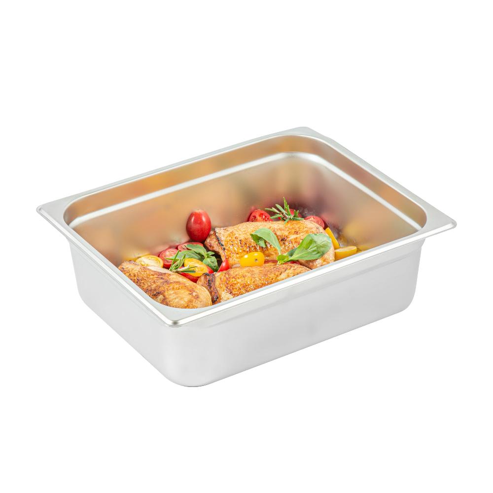 restaurantware Kitchen Tek Stainless Steel 1/2 Size Steam Table Pan - 4 Inch Deep Anti Jam 24 Gauge - 6 count box