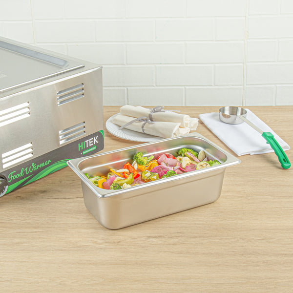 Restaurantware Kitchen Tek Stainless Steel 1/3 Size Steam Table Pan - 4 Inch Deep Anti Jam 24 Gauge - 12 Count Box