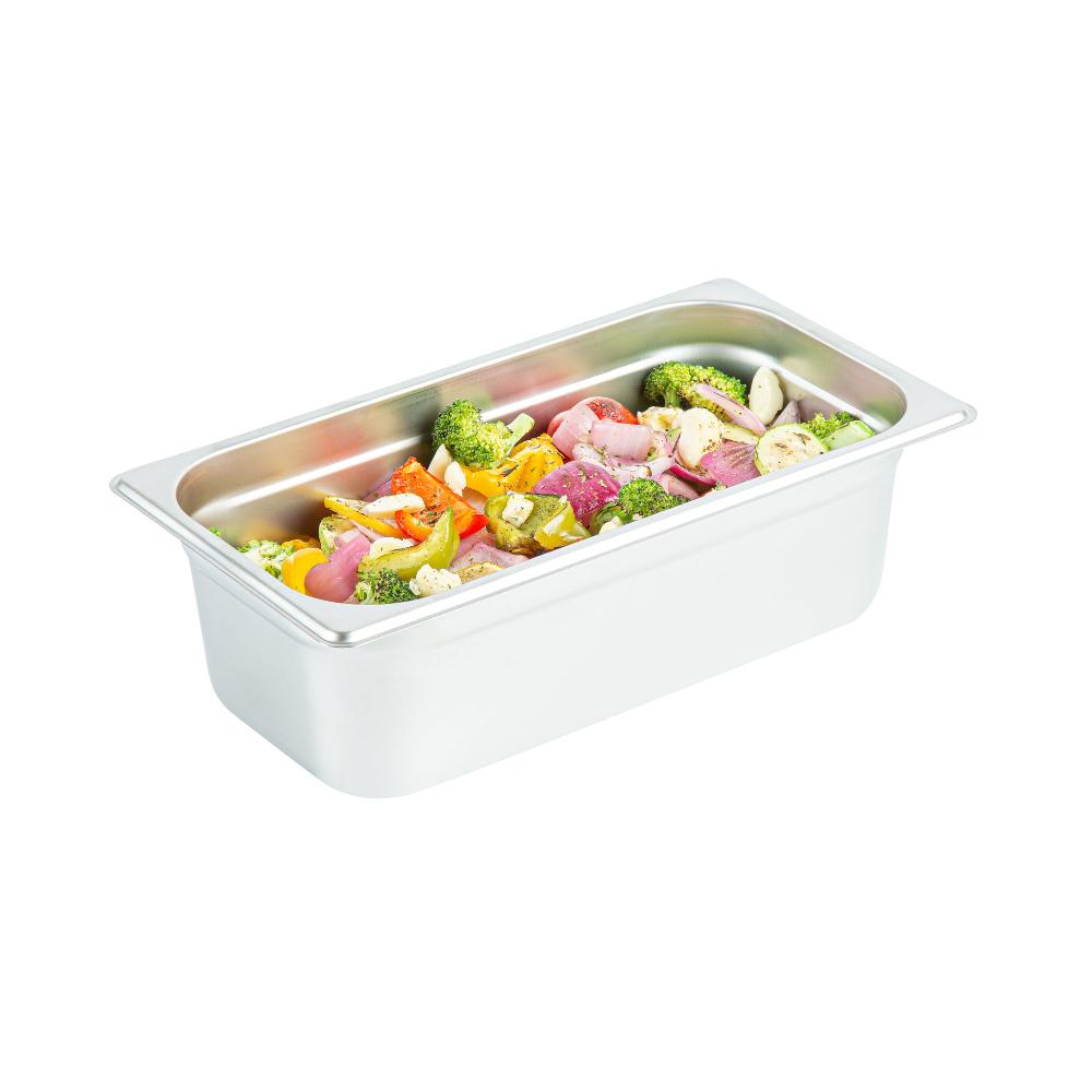 restaurantware Kitchen Tek Stainless Steel 1/3 Size Steam Table Pan - 4 Inch Deep Anti Jam 24 Gauge - 12 count box