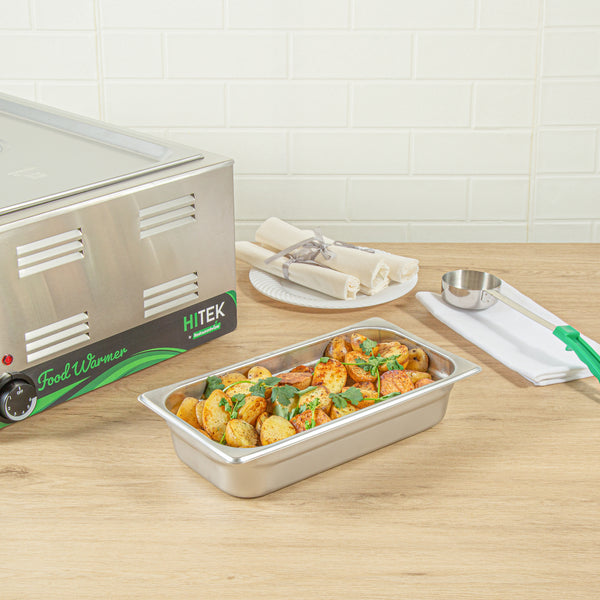 Restaurantware Kitchen Tek Stainless Steel 1/3 Size Steam Table Pan - 2 1/2 Inch Deep Anti Jam 24 Gauge - 12 Count Box