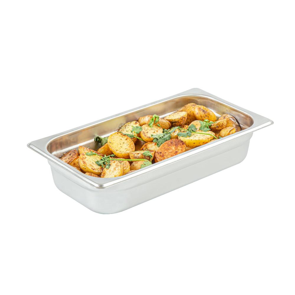 restaurantware Kitchen Tek Stainless Steel 1/3 Size Steam Table Pan - 2 1/2 Inch Deep Anti Jam 24 Gauge - 12 count box