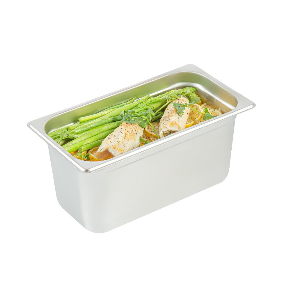 restaurantware Kitchen Tek Stainless Steel 1/3 Size Steam Table Pan - 6 Inch Deep Anti Jam 24 Gauge - 12 count box