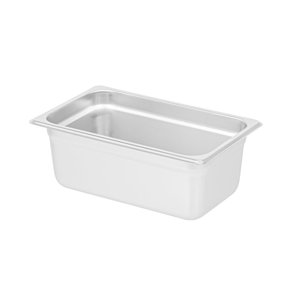 Restaurantware Kitchen Tek Stainless Steel 1/4 Size Steam Table Pan - 4 Inch Deep Anti Jam 24 Gauge - 12 Count Box