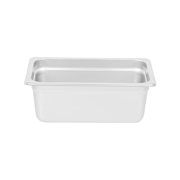 Restaurantware Kitchen Tek Stainless Steel 1/4 Size Steam Table Pan - 4 Inch Deep Anti Jam 24 Gauge - 12 Count Box