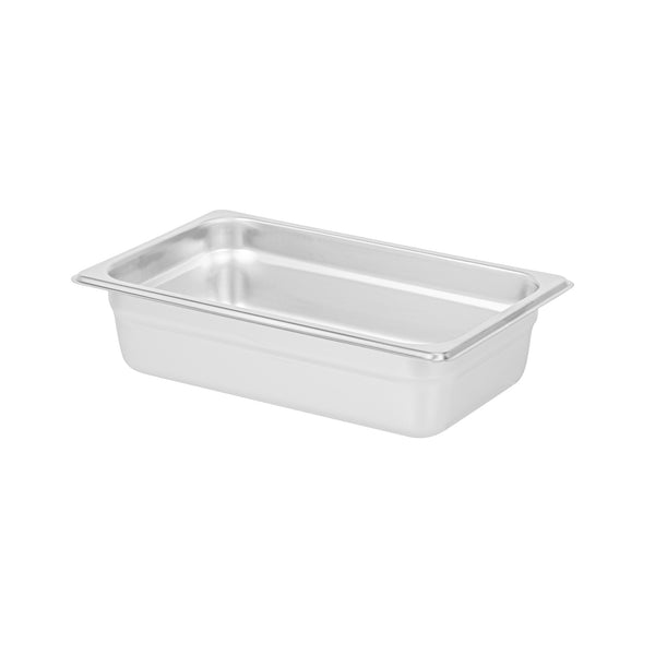 Restaurantware Kitchen Tek Stainless Steel 1/4 Size Steam Table Pan - 2 1/2 Inch Deep Anti Jam 24 Gauge - 12 Count Box