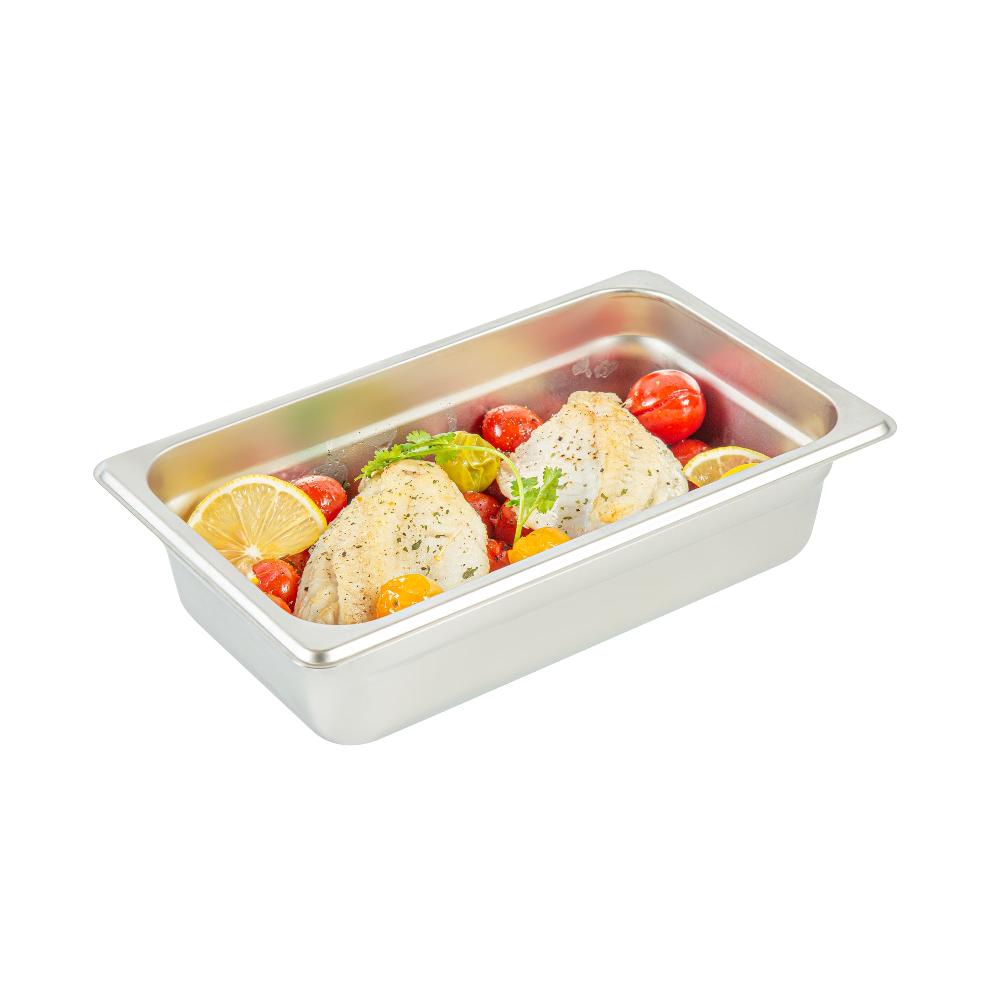 restaurantware Kitchen Tek Stainless Steel 1/4 Size Steam Table Pan - 2 1/2 Inch Deep Anti Jam 24 Gauge - 12 count box