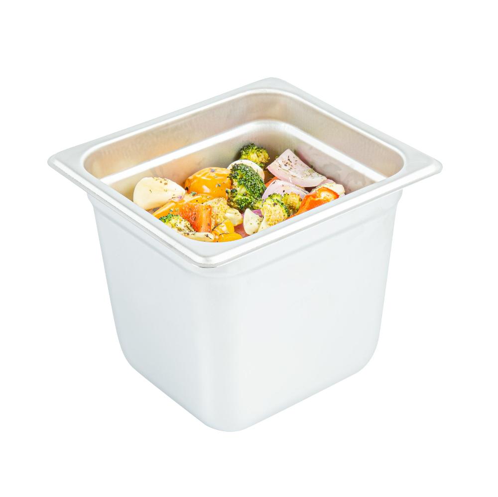 restaurantware Kitchen Tek Stainless Steel 1/6 Size Steam Table Pan - 6 Inch Deep Anti Jam 24 Gauge - 12 count box