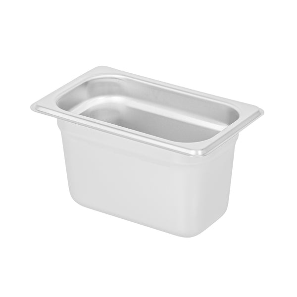 Restaurantware Kitchen Tek Stainless Steel 1/9 Size Steam Table Pan - 4 Inch Deep Anti Jam 24 Gauge - 12 Count Box
