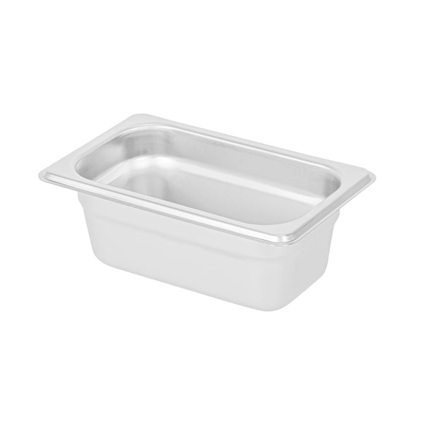 Restaurantware Kitchen Tek Stainless Steel 1/9 Size Steam Table Pan - 2 1/2 Inch Deep Anti Jam 24 Gauge - 12 Count Box