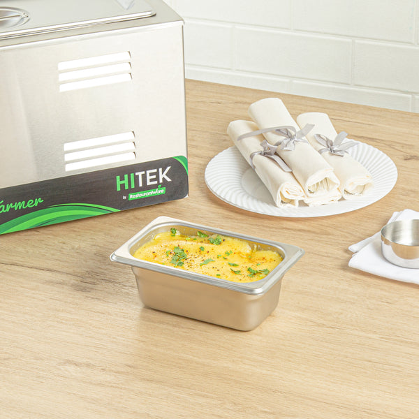 Restaurantware Kitchen Tek Stainless Steel 1/9 Size Steam Table Pan - 2 1/2 Inch Deep Anti Jam 24 Gauge - 12 Count Box