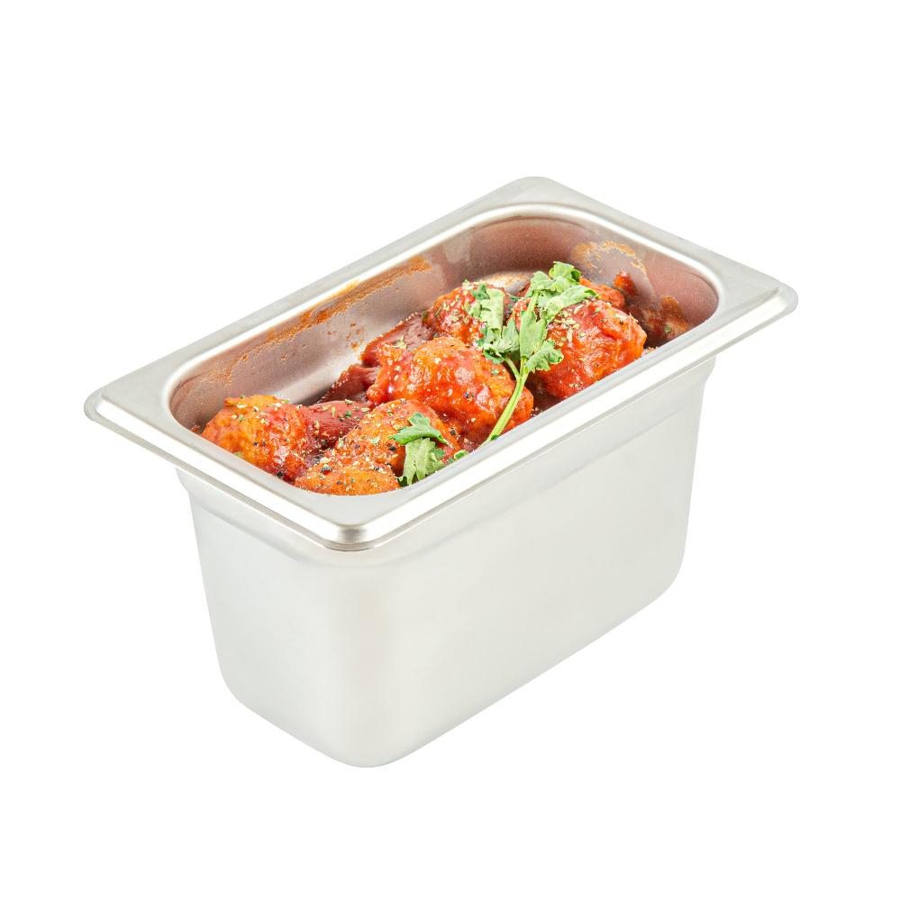 restaurantware Kitchen Tek Stainless Steel 1/9 Size Steam Table Pan - 4 Inch Deep Anti Jam 24 Gauge - 12 count box