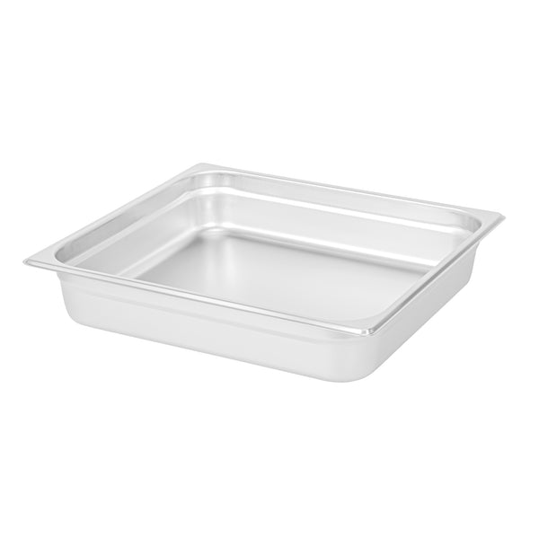 Restaurantware Kitchen Tek Stainless Steel 2/3 Size Steam Table Pan - 2 1/2 Inch Deep Anti Jam 24 Gauge - 12 Count Box