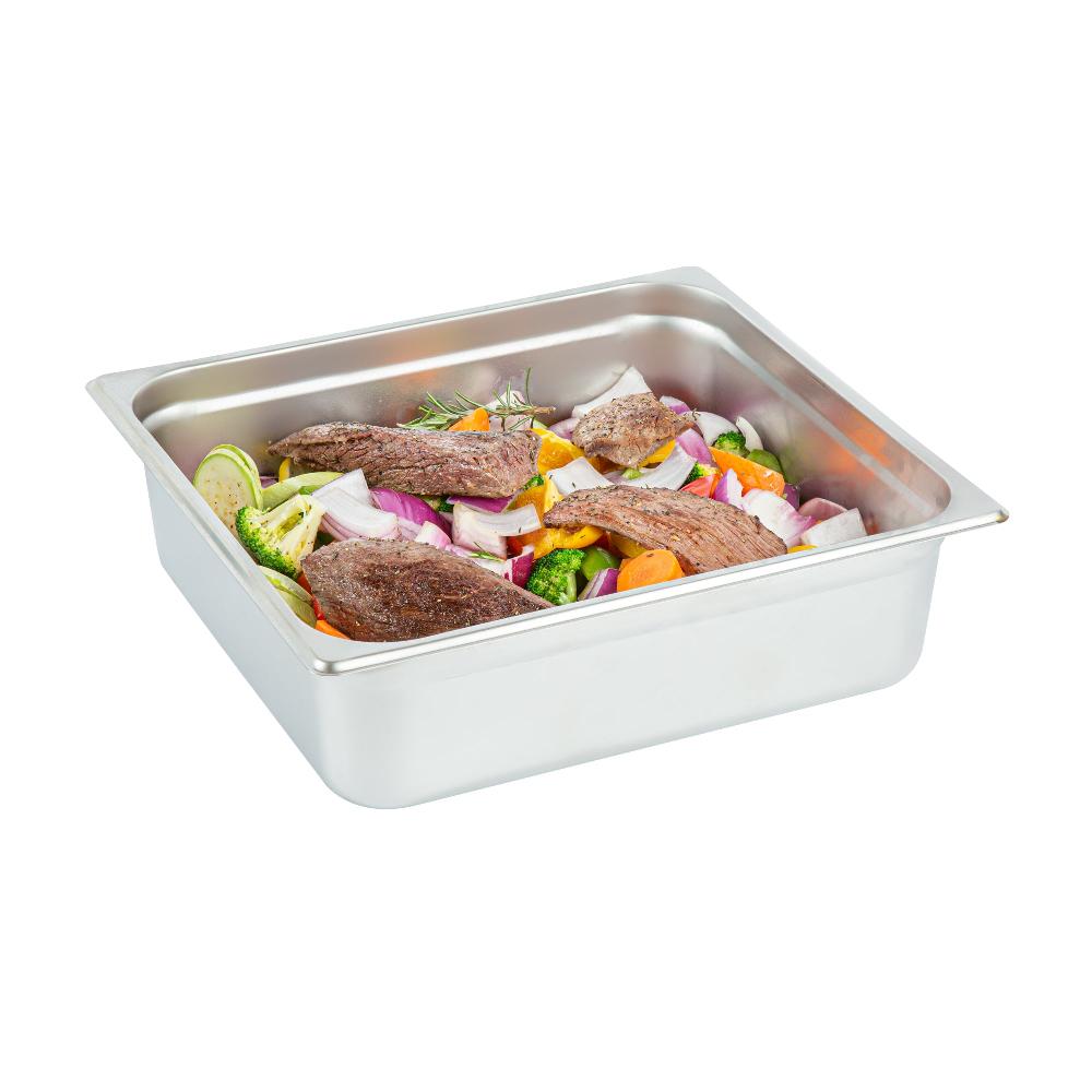 restaurantware Kitchen Tek Stainless Steel 2/3 Size Steam Table Pan - 4 Inch Deep Anti Jam 24 Gauge - 6 count box