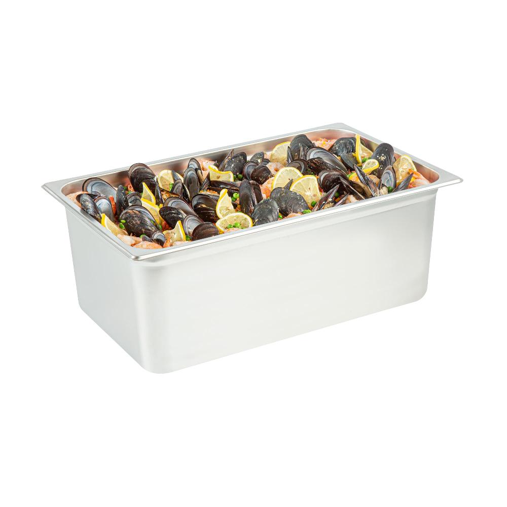 restaurantware Kitchen Tek Stainless Steel Full Size Steam Table Pan - 8 Inch Deep Anti Jam 24 Gauge - 6 count box