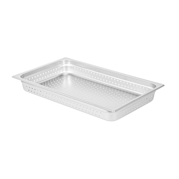 Restaurantware Kitchen Tek Stainless Steel Full Size Steam Table Pan - 2 1/2 Inch Deep Perforated Anti Jam 24 Gauge - 6 Count Box
