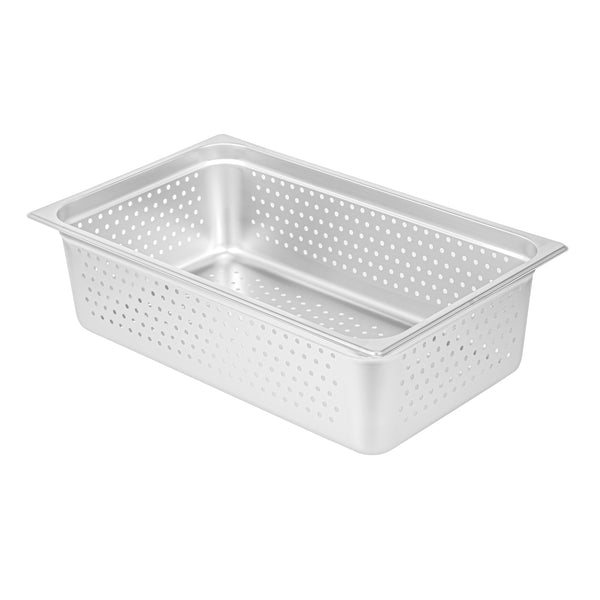 Restaurantware Kitchen Tek Stainless Steel Full Size Steam Table Pan - 6 Inch Deep Perforated Anti Jam 24 Gauge - 6 Count Box