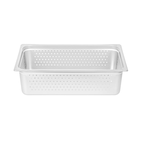 Restaurantware Kitchen Tek Stainless Steel Full Size Steam Table Pan - 6 Inch Deep Perforated Anti Jam 24 Gauge - 6 Count Box