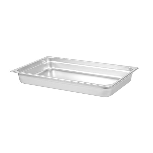 Restaurantware Kitchen Tek Stainless Steel Full Size Steam Table Pan - 2 1/2 Inch Deep Anti Jam 24 Gauge - 6 Count Box