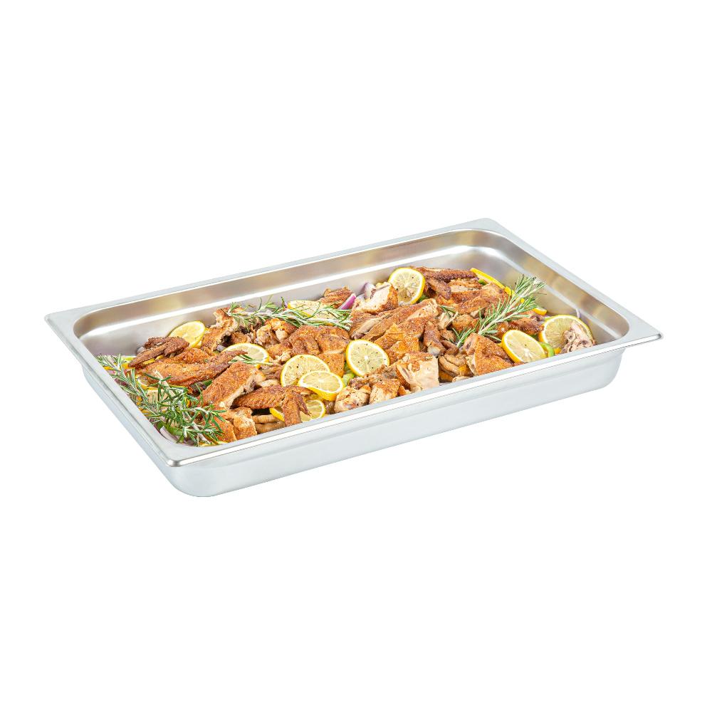restaurantware Kitchen Tek Stainless Steel Full Size Steam Table Pan - 2 1/2 Inch Deep Anti Jam 24 Gauge - 6 count box