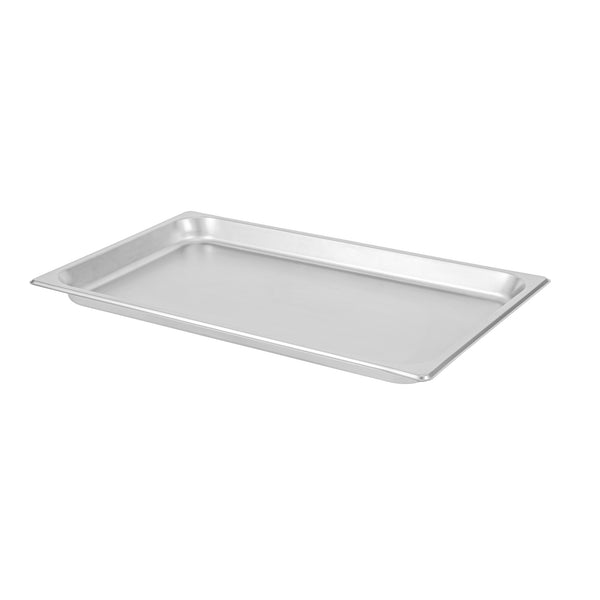 Restaurantware Kitchen Tek Stainless Steel Full Size Steam Table Pan - 1 1/4 Inch Deep Anti Jam 24 Gauge - 12 Count Box