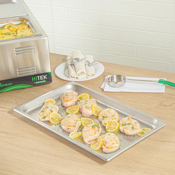 Restaurantware Kitchen Tek Stainless Steel Full Size Steam Table Pan - 1 1/4 Inch Deep Anti Jam 24 Gauge - 12 Count Box