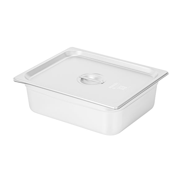 Restaurantware Kitchen Tek Stainless Steel Lid - Fits 1/2 Size Steam Table Pan - 12 Count Box