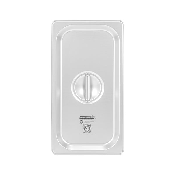 Restaurantware Kitchen Tek Stainless Steel Lid - Fits 1/3 Size Steam Table Pan - 12 Count Box