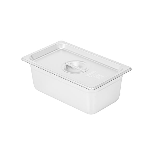 Restaurantware Kitchen Tek Stainless Steel Lid - Fits 1/4 Size Steam Table Pan - 12 Count Box