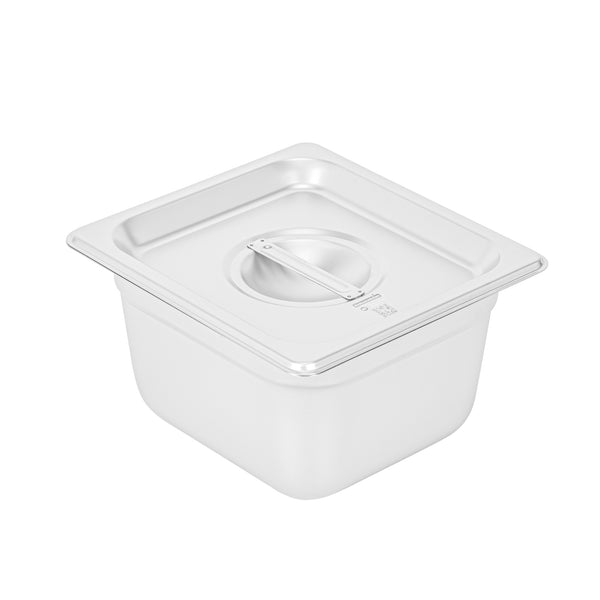 Restaurantware Kitchen Tek Stainless Steel Lid - Fits 1/6 Size Steam Table Pan - 12 Count Box