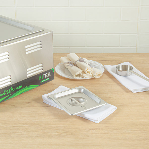 Restaurantware Kitchen Tek Stainless Steel Lid - Fits 1/6 Size Steam Table Pan - 12 Count Box