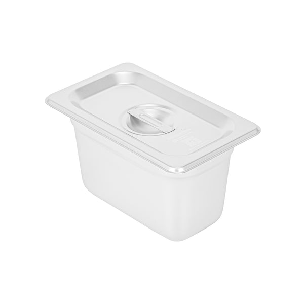 Restaurantware Kitchen Tek Stainless Steel Lid - Fits 1/9 Size Steam Table Pan - 12 Count Box