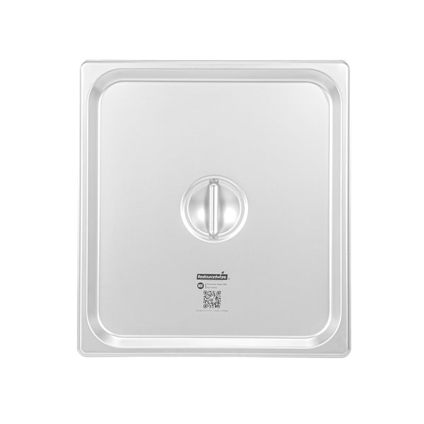 Restaurantware Kitchen Tek Stainless Steel Lid - Fits 2/3 Size Steam Table Pan - 12 Count Box