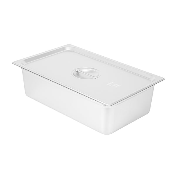 Restaurantware Kitchen Tek Stainless Steel Lid - Fits Full Size Steam Table Pan - 12 Count Box