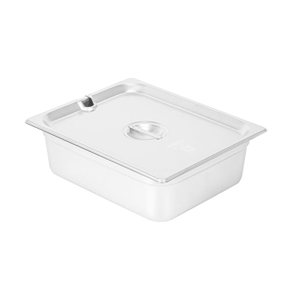 Restaurantware Kitchen Tek Stainless Steel Slotted Lid - Fits 1/2 Size Steam Table Pan - 12 Count Box