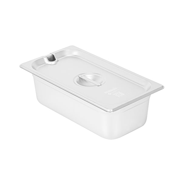 Restaurantware Kitchen Tek Stainless Steel Slotted Lid - Fits 1/3 Size Steam Table Pan - 12 Count Box