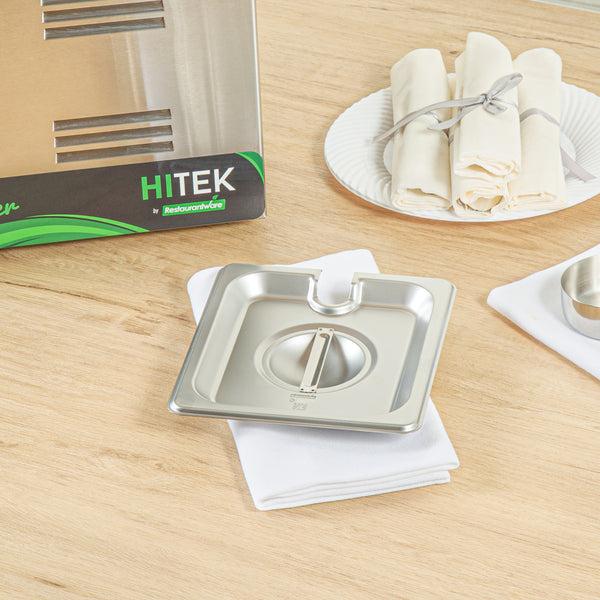 Restaurantware Kitchen Tek Stainless Steel Slotted Lid - Fits 1/6 Size Steam Table Pan - 12 Count Box