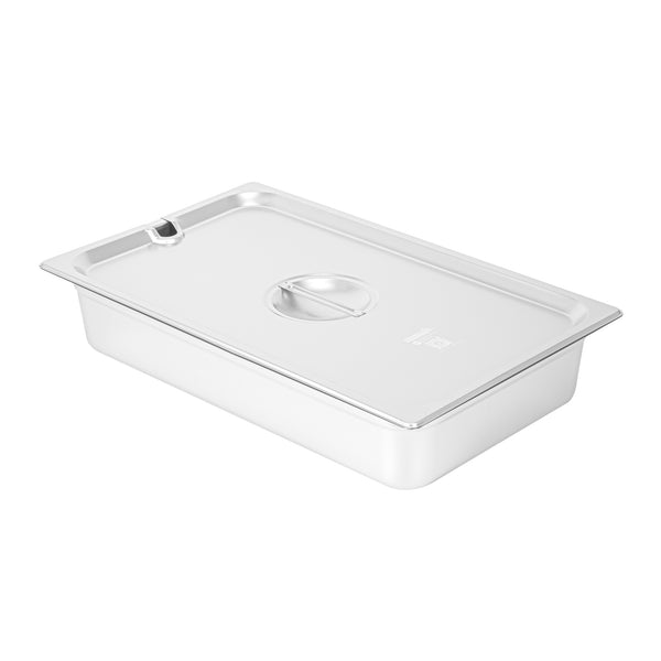 Restaurantware Kitchen Tek Stainless Steel Slotted Lid - Fits Full Size Steam Table Pan - 12 Count Box
