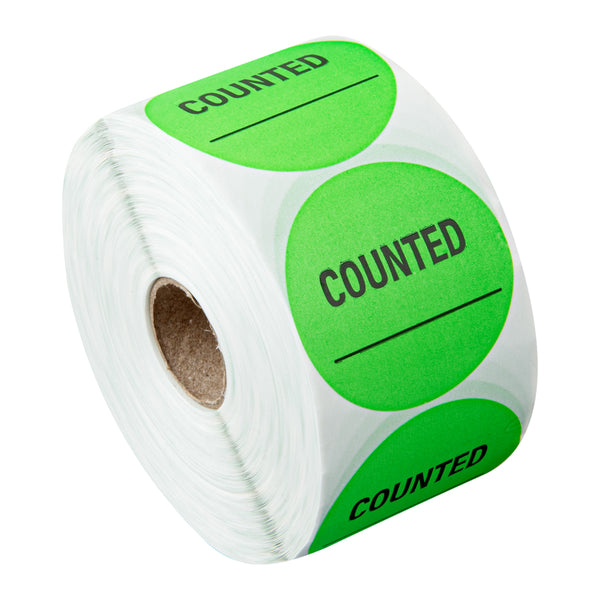 Restaurantware Label Tek Green Paper Counted Inventory Label - 2" X 2" - 1000 Count Roll