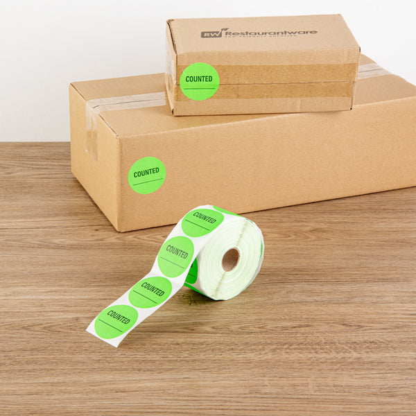 Restaurantware Label Tek Green Paper Counted Inventory Label - 2" X 2" - 1000 Count Roll