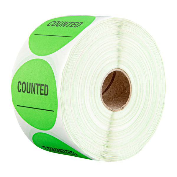 Restaurantware Label Tek Green Paper Counted Inventory Label - 2" X 2" - 1000 Count Roll