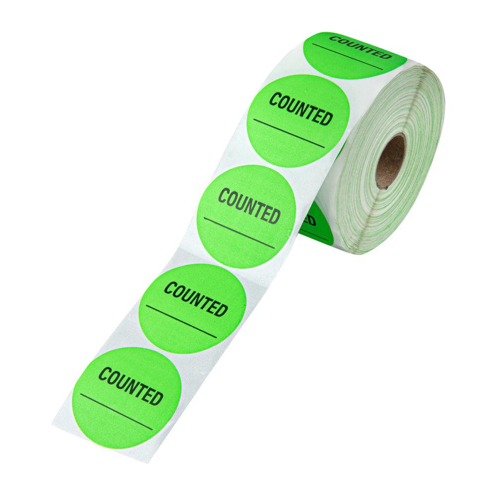 restaurantware Label Tek Green Paper Counted Inventory Label - 2" x 2" - 1000 count roll