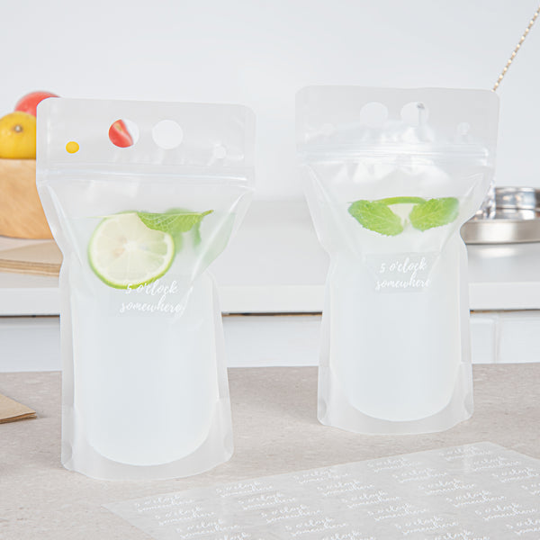 Restaurantware Label Tek Plastic 5 O'Clock Somewhere Label - Clear With White Font Water-Resistant - 2" X 1" - 100 Count Box