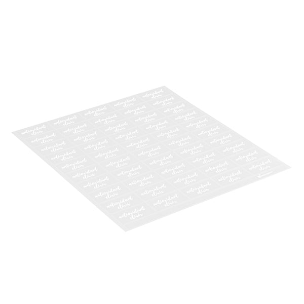 Restaurantware Label Tek Plastic Antioxidant Elixir Label - Clear With White Font Water-Resistant - 2" X 1" - 100 Count Box