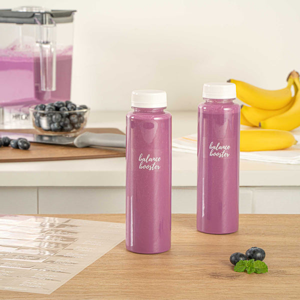 Restaurantware Label Tek Plastic Balance Booster Label - Clear With White Font Water-Resistant - 2" X 1" - 100 Count Box