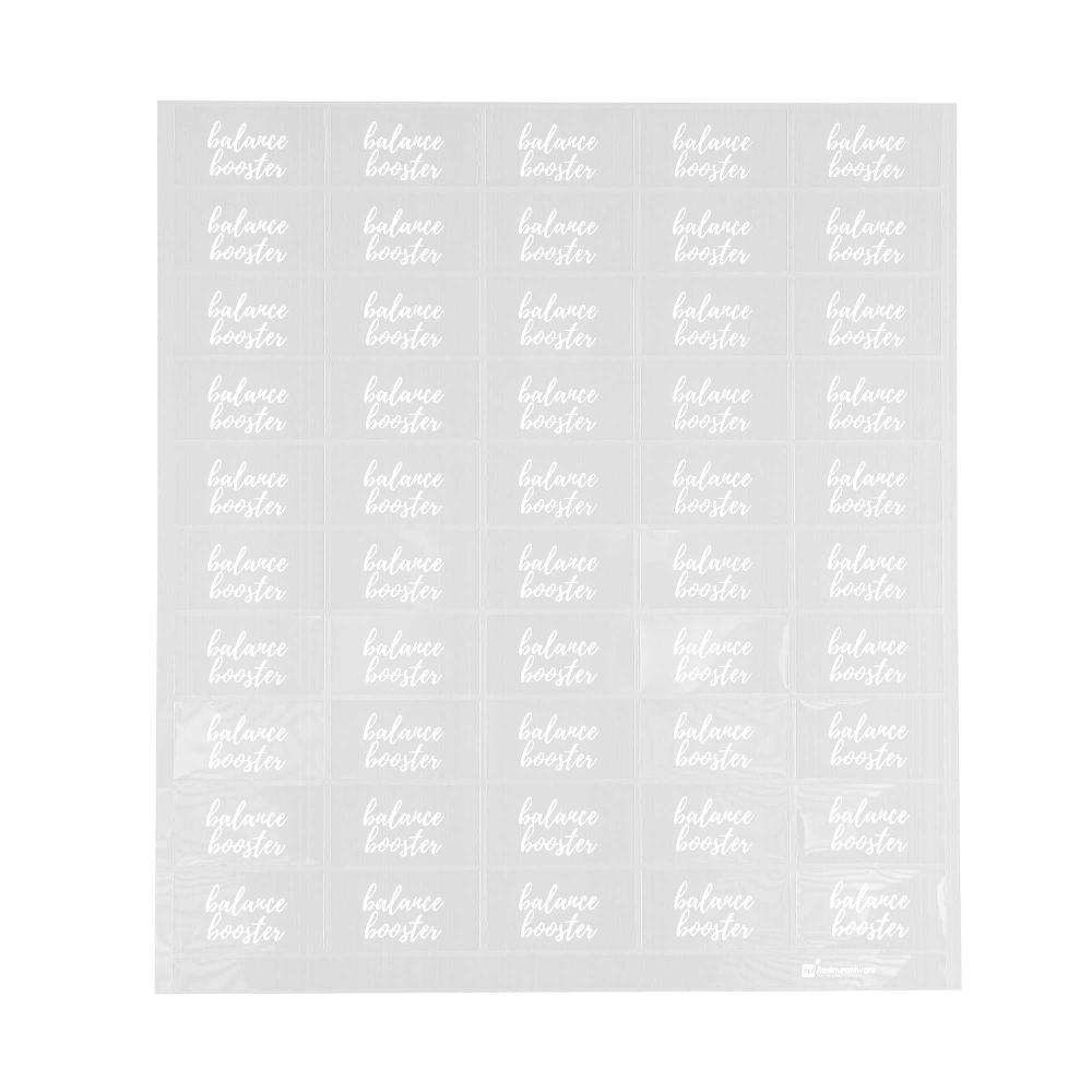 restaurantware Label Tek Plastic Balance Booster Label - Clear with White Font Water-Resistant - 2" x 1" - 100 count box