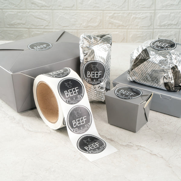 Restaurantware Label Tek Plastic Beef Label - Black With White Font Tamper-Evident - 2" X 2" - 500 Count Box