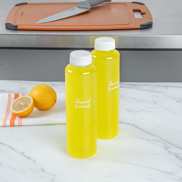 Restaurantware Label Tek Plastic Charcoal Lemonade - Clear With White Font Water-Resistant - 2" X 1" - 100 Count Box